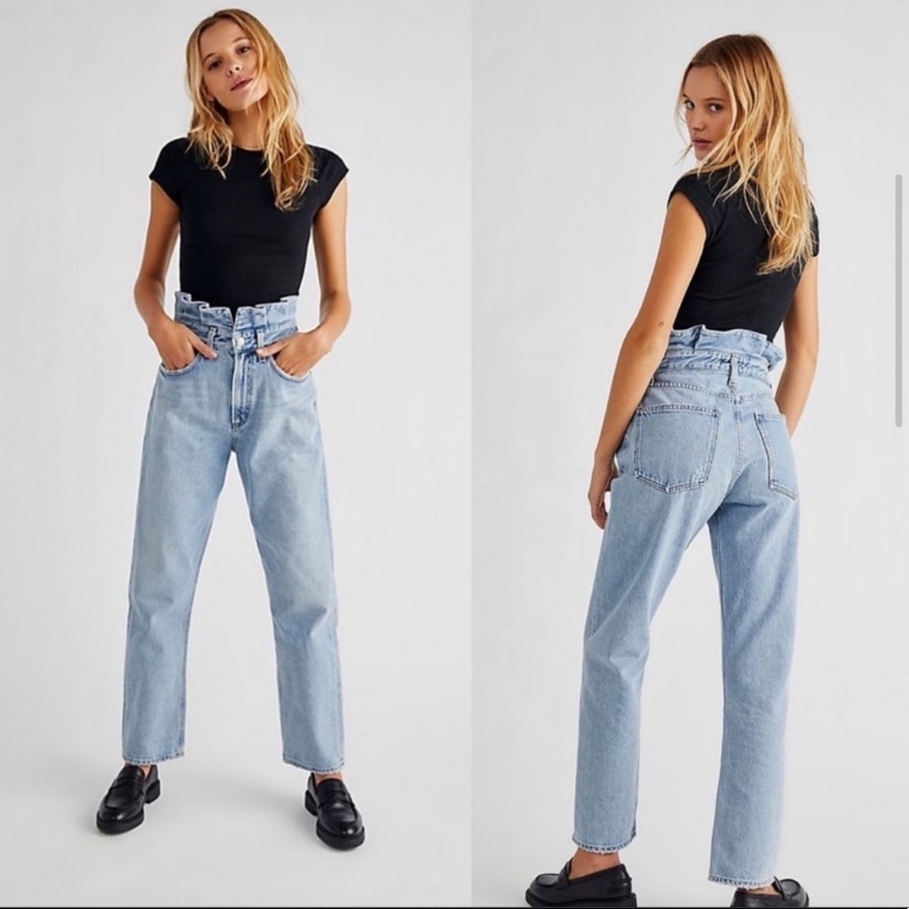 Agolde lettuce waistband high rise reworked fitted 90s jeans sz 23